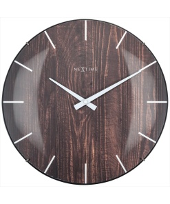 Väggklocka Edge Wood Dome ø35cm Mörkbrun