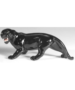 Porslindjur Italien Panter smygande liten Porslin. 41x16cm.